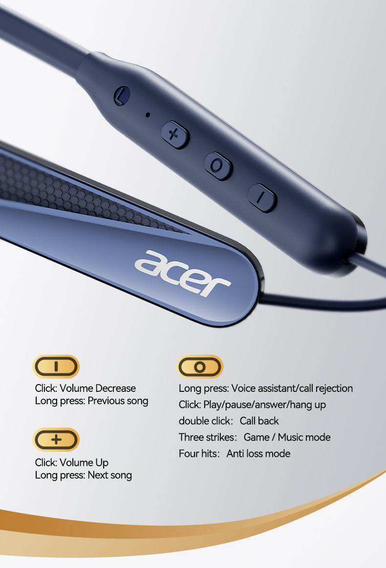[Acer Genuine Product] True Wireless Stereo Earphones, Deep Bass Stereo Calling Noise Reduction, Extra-long Standby, Sports Running In-Ear, Low Latency Gaming Mode, Hi-Fi Sound, Lightweight Touchscreen Design, Comfortable Even After Prolonged