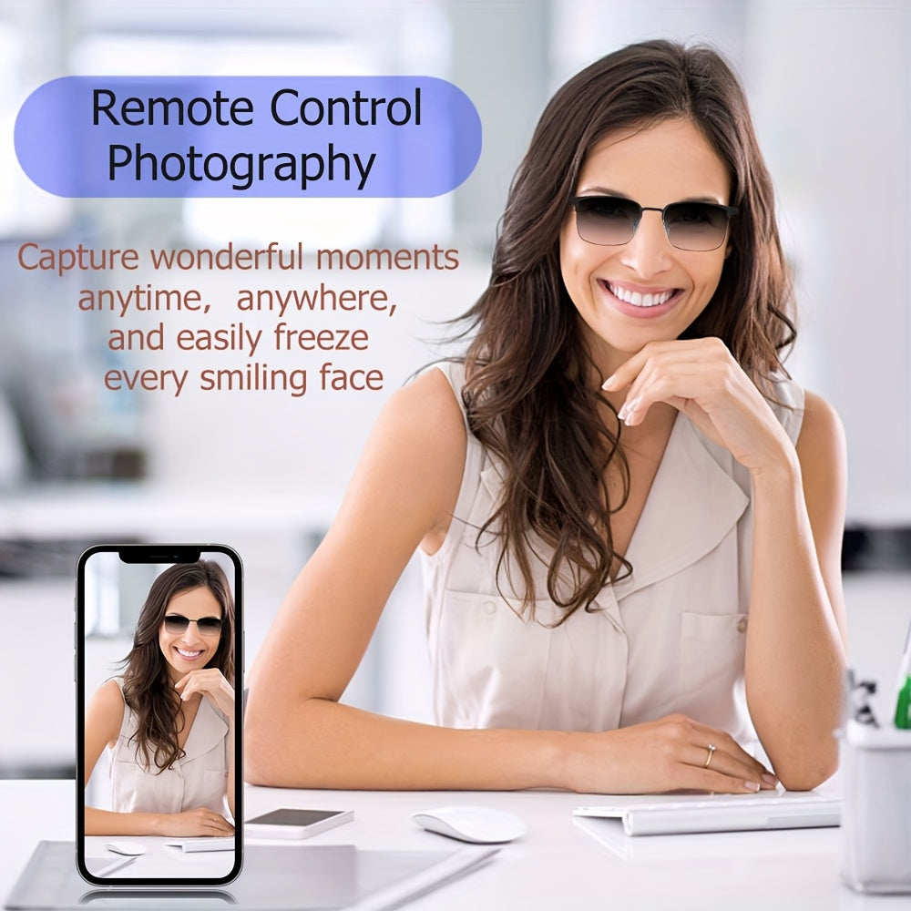 New Smart Glasses with Auto-tinting Lenses That Automatically Transform into Fashion Glasses in Sunlight. Built-in Microphone and Speaker for HD Voice Calls and HiFi Music Quality. Smart Audio Glasses, Ideal for Sports, Driving, Fishing, and Daily