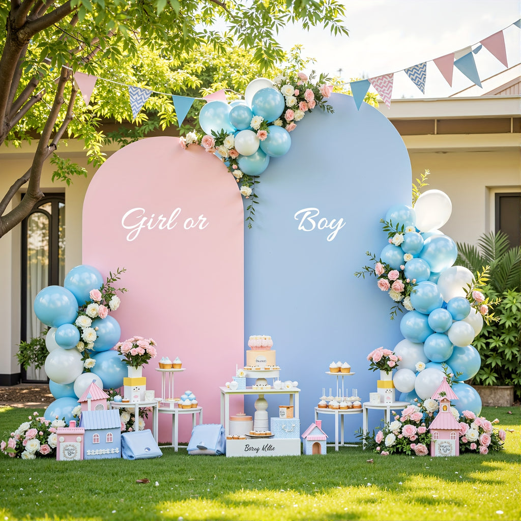 2pcs 6Ft X 6.6Ft Elegant Polyester Spandex Photography Backdrop, Stretchable And Wrinkle-Free, with Bottom Zipper Design for Arched Cover Photo Background Prop, Suitable for Parties, Wedding Ceremonies, Gender Reveals, Birthday Parties, Etc
