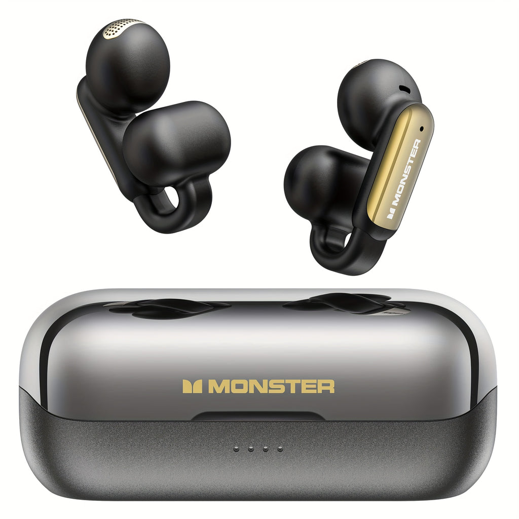 Monster Wireless Earbuds Open AC601, Comfort Clip-On Earbuds, Open Headphones with Environmental Noise Cancellation, Touch Control Wireless Headphones