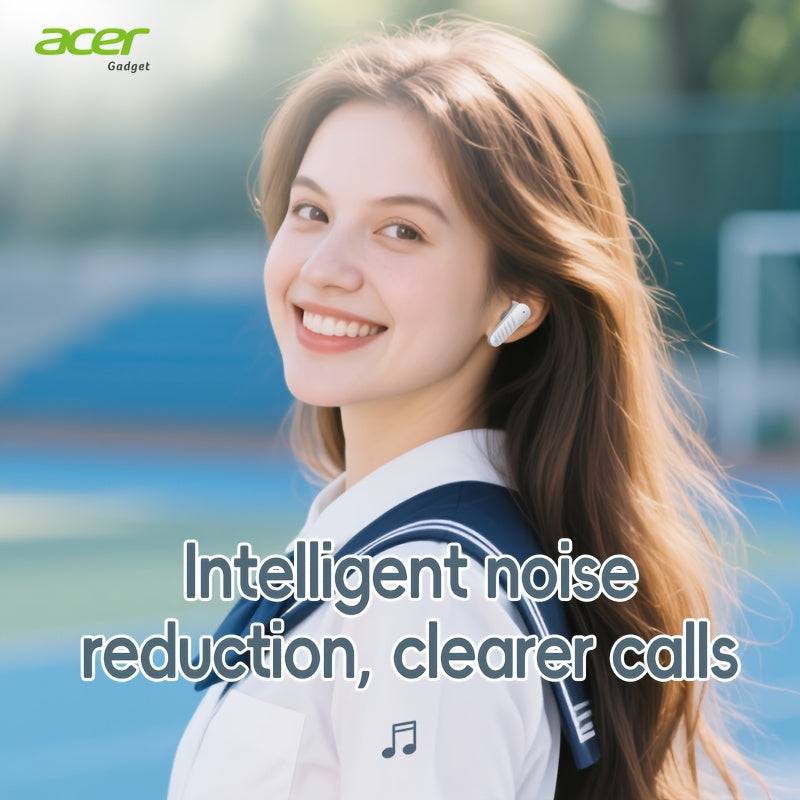 [Acer 2026 New] TWS Wireless Headset Heavy Bass Stereo Calling Noise Cancellation Ultra Long Lasting Sports Running In-Ear Low Latency Gaming Mode HIFI Audio Gift Recommended Multi-Device Compatible Mobile Phone, Tablet, Laptop with Charging Case