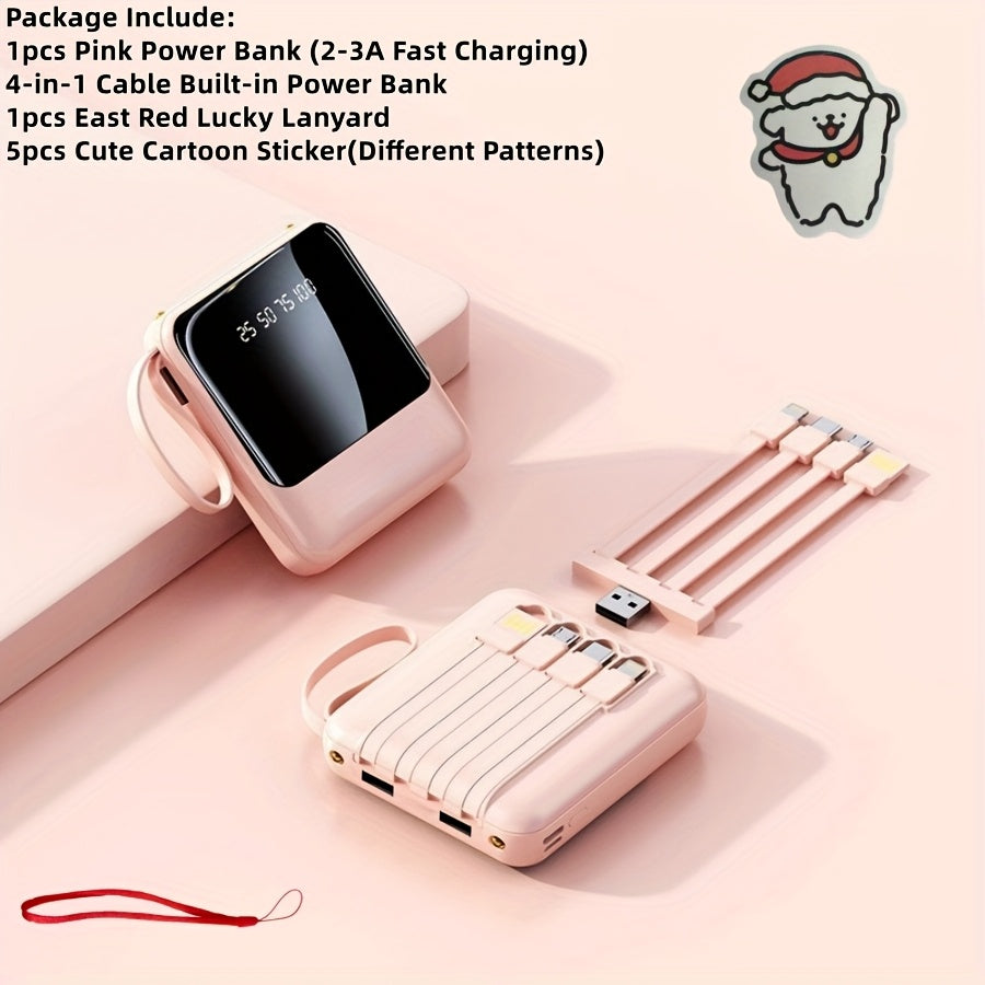 10000mAh This Mini Portable Power Bank Features A With A Built-in 4-in-1 Multifunction Cable. Supporting 5W Slow Charging/15W Fast Charging/22.5W Super Fast Charging, Perfect For Travel Business Keeping Your Devices Powered Anytime