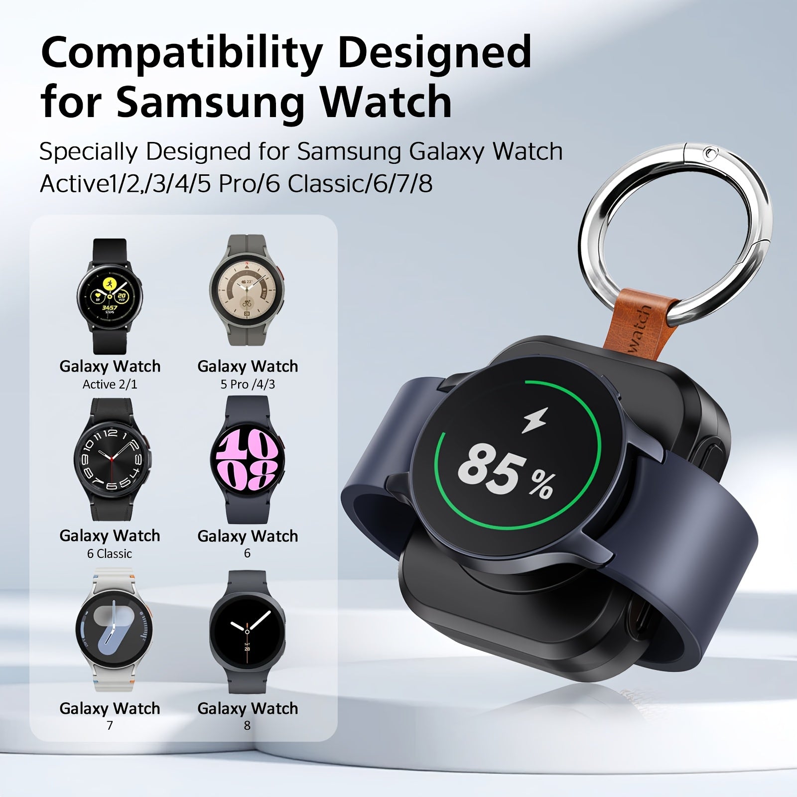 [Christmas Gifts] Portable Charger for Samsung Galaxy Watch 7 Ultra, 1200mAh Wireless Fast Charging Power Bank, Compact Travel Charger for Samsung Galaxy Watch 7/Ultra/6/ Classic/5/Pro/4/3/2/1 for Men Women with Keychain Christmas Gifts