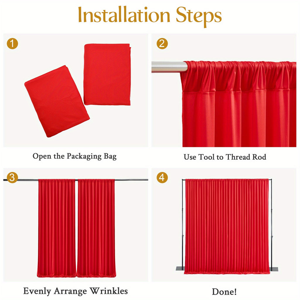 2pcs Of 10ft*10ft Elegant Polyester Spandex Photography Background Cloth, Banquet Decoration Curtains with Pole Bags, Soft And Smooth, Wear-resistant And Wrinkle-resistant, Suitable for Weddings, Birthdays, Banquets, Balls And Other Activities.