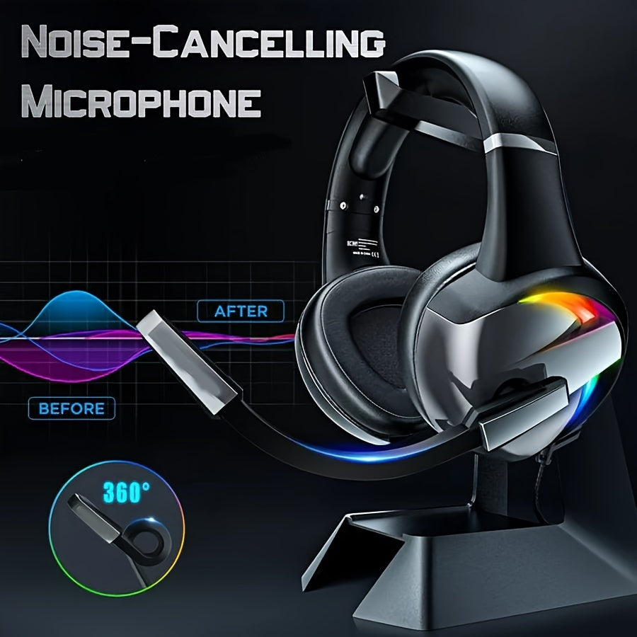 LED RGB Gaming Headsets | Surround Sound | Noise-Canceling Mic | Gaming Headphones for PS5 PS4pcs Laptop | Ergonomic Design | for Gamers & ESports Enthusiasts, Gaming Accessories