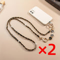 Long Crossbody Pearl Camellia Phone Strap with Metal Pearl Charm And Chain.