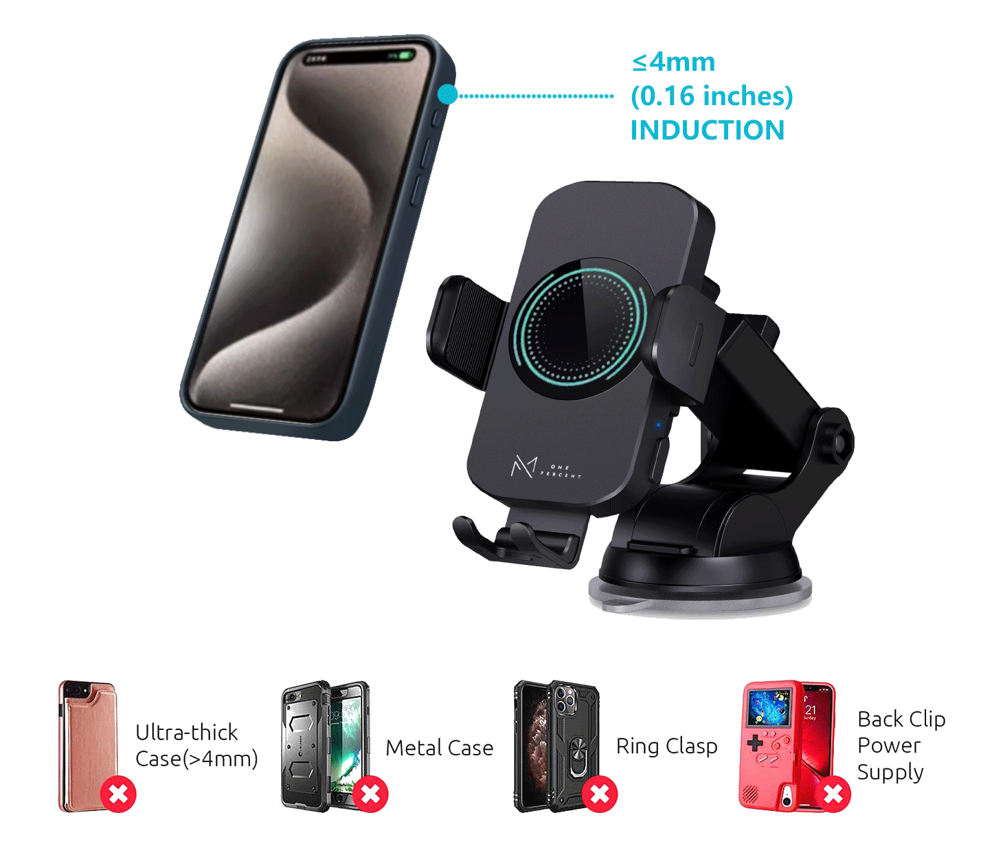 Ultra-Fast 15W RapidWireless Car Charger - Smart Auto Clamping Phone Mount for iPhone 15 14 13 12 11 Pro Max, Samsung Galaxy S23 S22 S21 - Hassle-Free, Seamless Compatibility