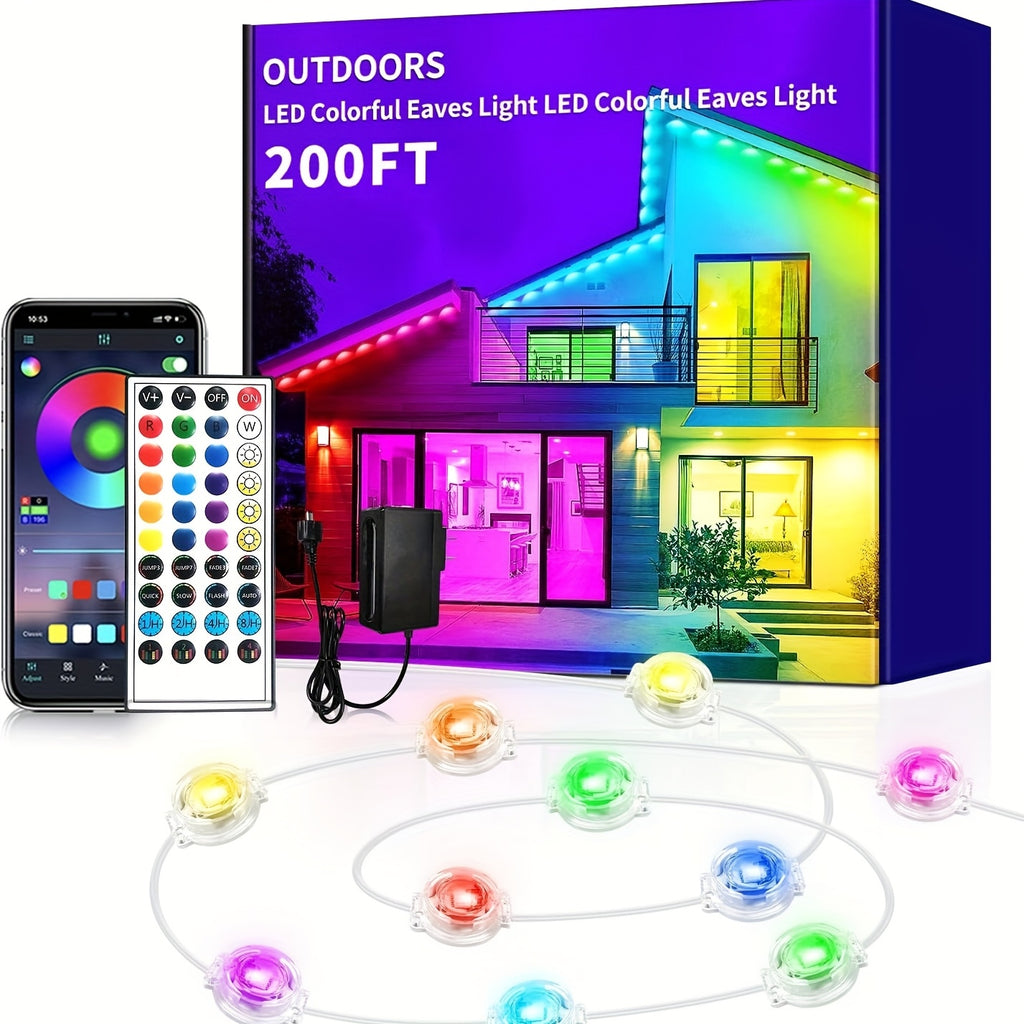 [RGB Eaves Lights] 500Ft Permanent Outdoor Light, RGB Eaves Lights, Scene Modes Outdoor Under Eave Lighting, Led Lights for Decor, Garden Decor, House, Party