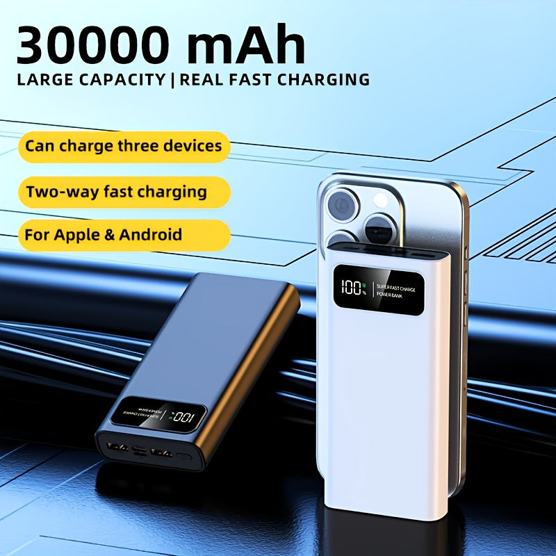 30000mAh Large-capacity Mobile Phone Power Bank, Bidirectional Fast Charging, Outdoor Emergency Power Backup Battery Pack, Portable Power Supply, Ultra-fast Charging, Supports Simultaneous Charging Of Multiple Devices, Holiday Gift, Christmas Gift