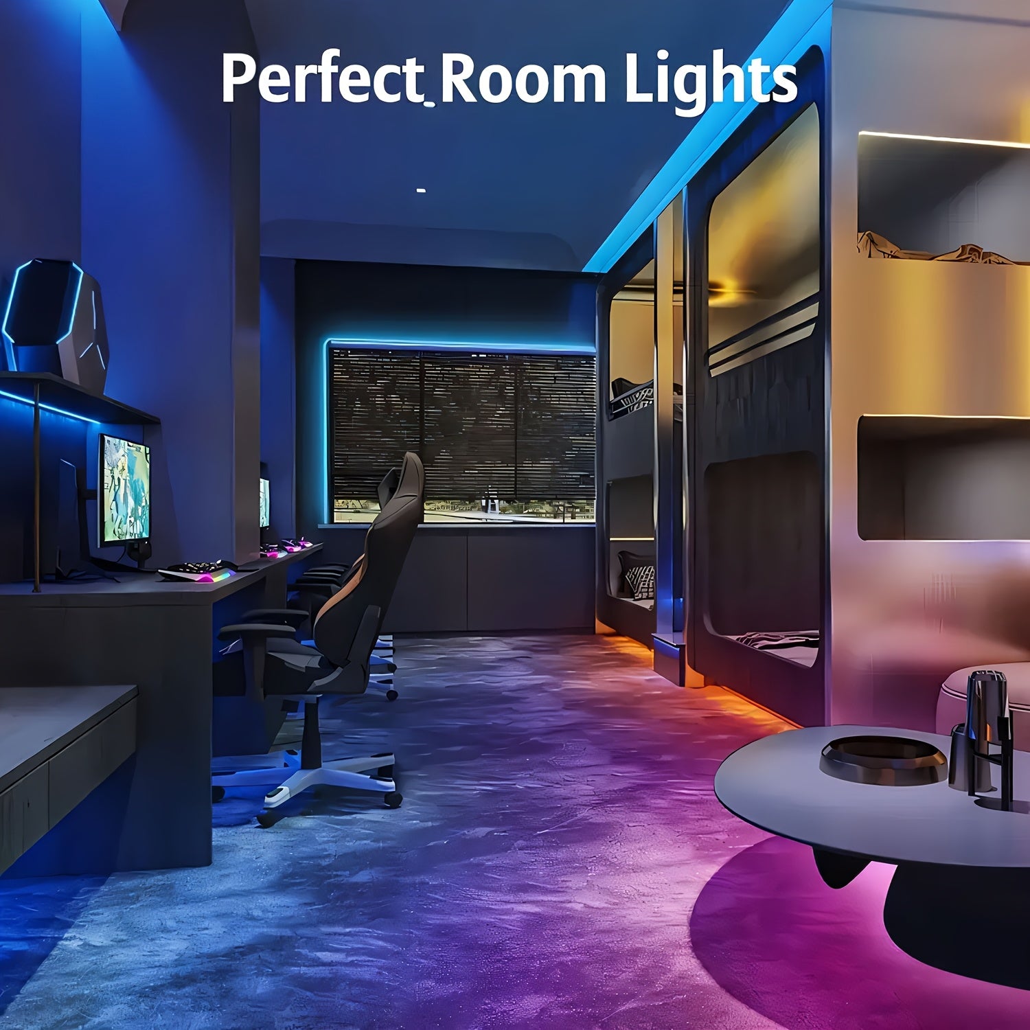 [RGB Multi-Color Adjustable] 200-Foot (2 Rolls Of 100-Foot) LED Smart Wireless Light Strips, Controlled By A 44-Key Remote Control And APP, With RGB Multi-Color Adjustable, Music Synchronized Color Changes, Suitable For Living Room And Bedroom Decoration