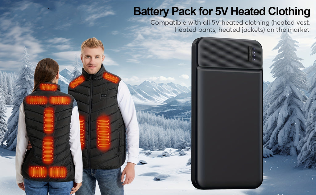 [Portable, Travel, Gifts] 5V Battery Pack For Heated Jackets Vest, Quick Charge 10000mAh PD 22.5W Power Bank Portable Charger For Smartphones, Tablets, Heated Clothes., Etc, Outdoor, Travel Essentials, Gifts For Men Women