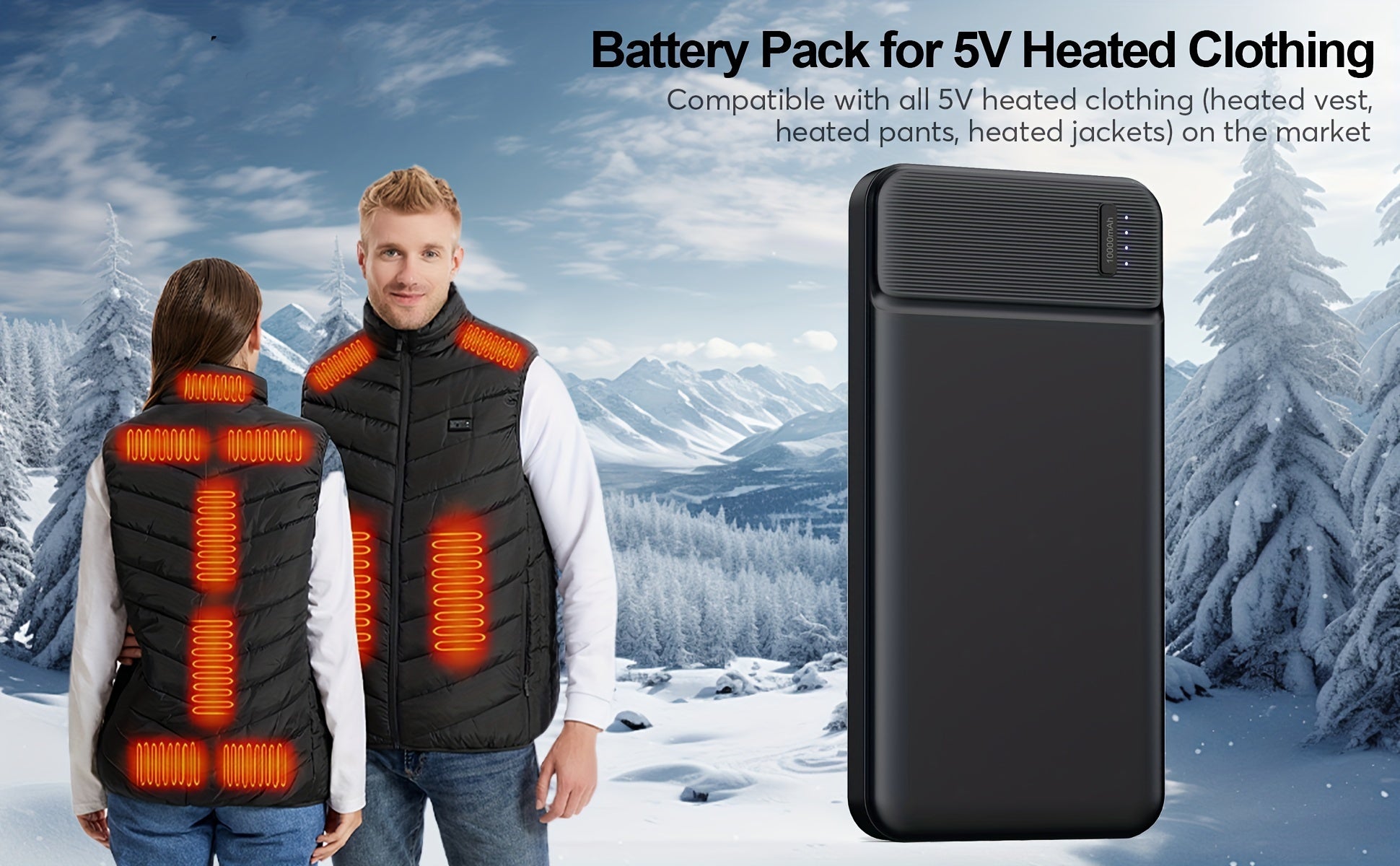 [Portable, Travel, Gifts] 5V Battery Pack For Heated Jackets Vest, Quick Charge 10000mAh PD 22.5W Power Bank Portable Charger For Smartphones, Tablets, Heated Clothes., Etc, Outdoor, Travel Essentials, Gifts For Men Women