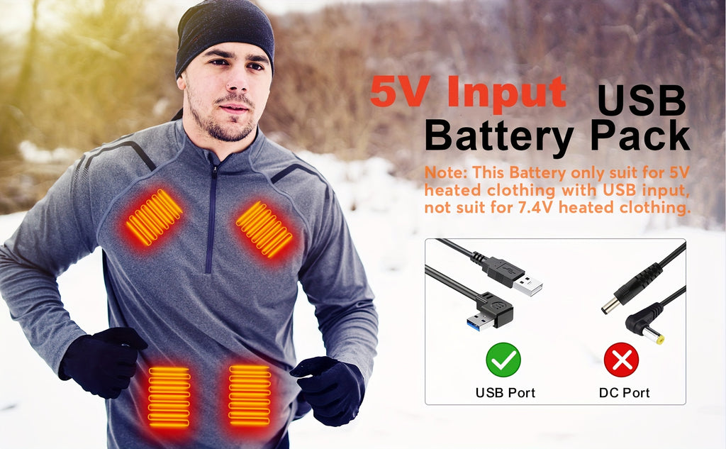 [Portable, Travel, Gifts] 5V Battery Pack For Heated Jackets Vest, Quick Charge 10000mAh PD 22.5W Power Bank Portable Charger For Smartphones, Tablets, Heated Clothes., Etc, Outdoor, Travel Essentials, Gifts For Men Women