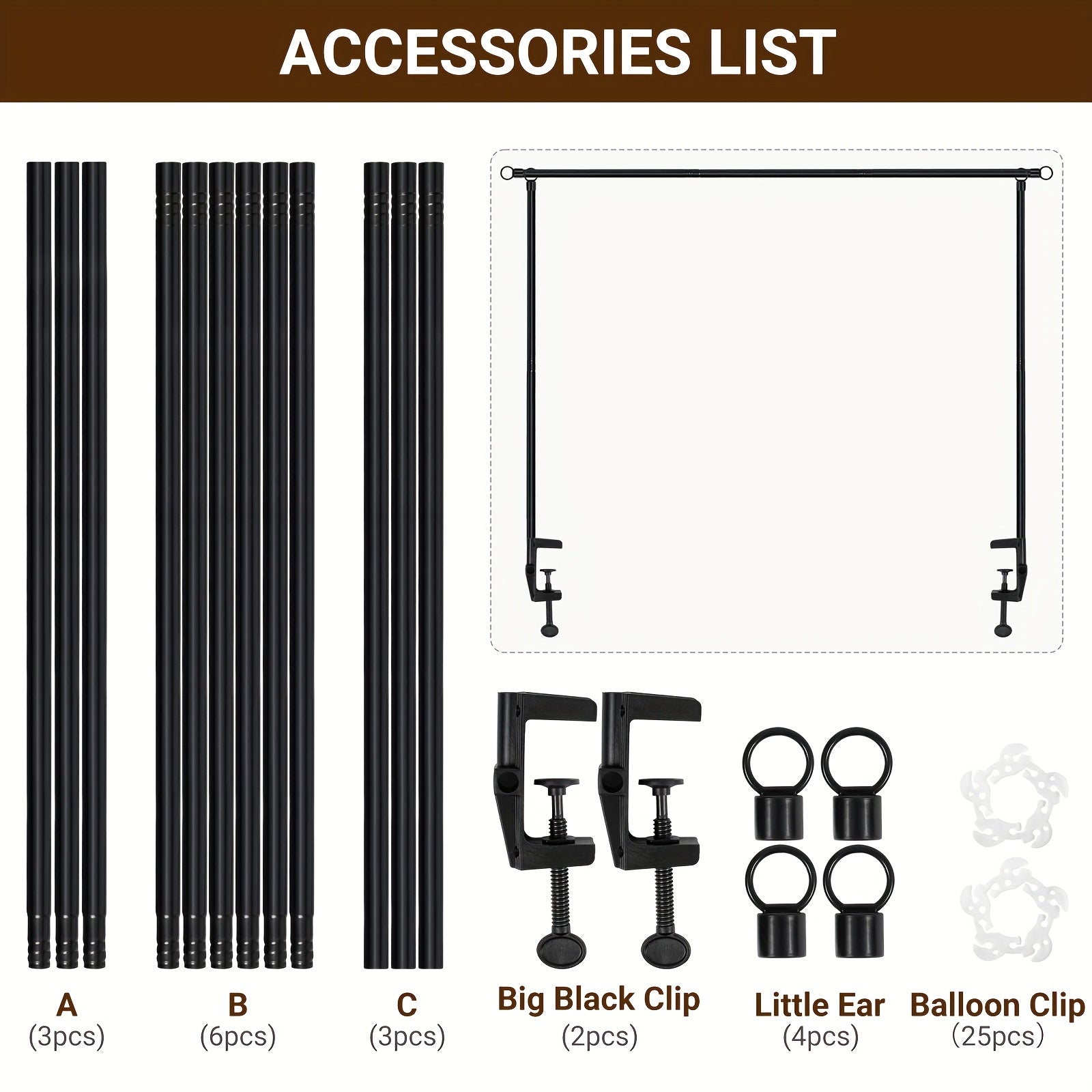 4X8 FT Desktop Arch Stand - Tool-Free Assembly, Setup, Clip-On Style, Durable Metal, Compact Backdrop Stand, Ideal for Photo Booths, Floral Balloon Arrangements, Event Parties, Photography Gear, Essential Party Decorations