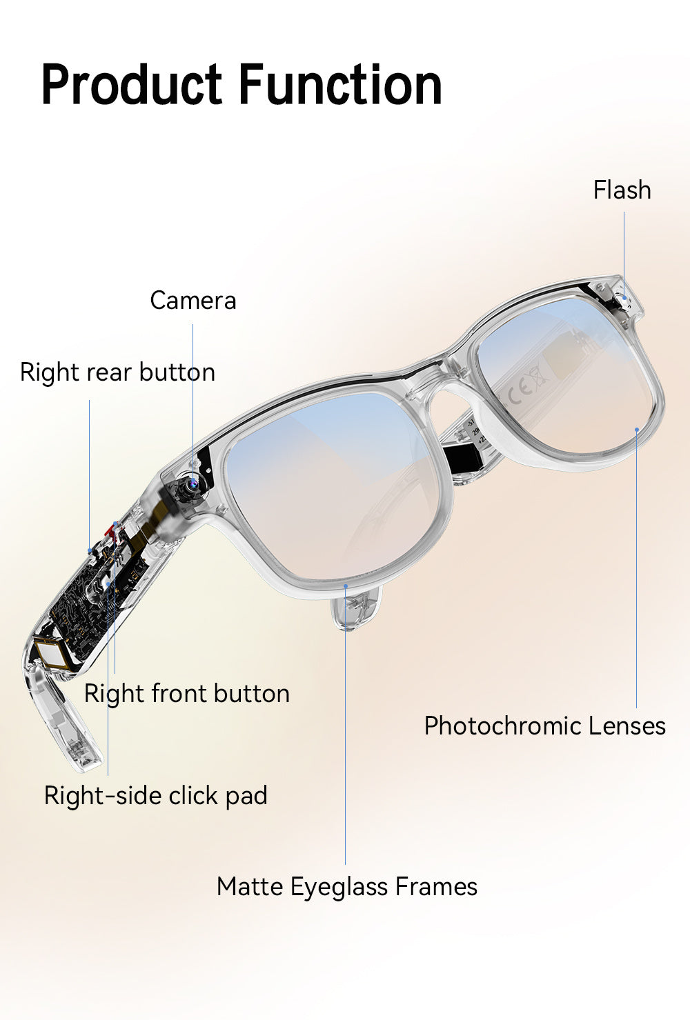 AI Smart Glasses Camera 8MP HD Video Recording Glasses with Audio, Real-Time Translation, Bluetooth Call & Music, AI Object Recognition, Touch Control, Wearable Camera Glasses for Men Women Travel Outdoor
