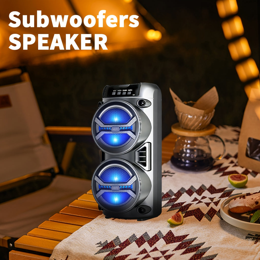 8000FM Subwoofer Outdoor Bluetooth Speaker, Portable Wireless Speaker, Built-in Rechargeable Battery, Dual Bass Drivers for Powerful Deep Bass Stereo, Supports Bluetooth/TWS/USB/AUX/TF Playback, High-volume Party Sound, Suitable for Indoor Dances