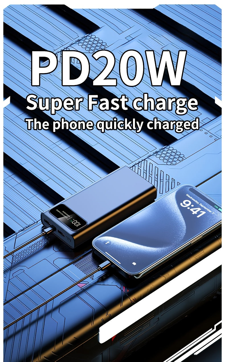 30000mAh Large-capacity Mobile Phone Power Bank, Bidirectional Fast Charging, Outdoor Emergency Power Backup Battery Pack, Portable Power Supply, Ultra-fast Charging, Supports Simultaneous Charging Of Multiple Devices, Holiday Gift, Christmas Gift