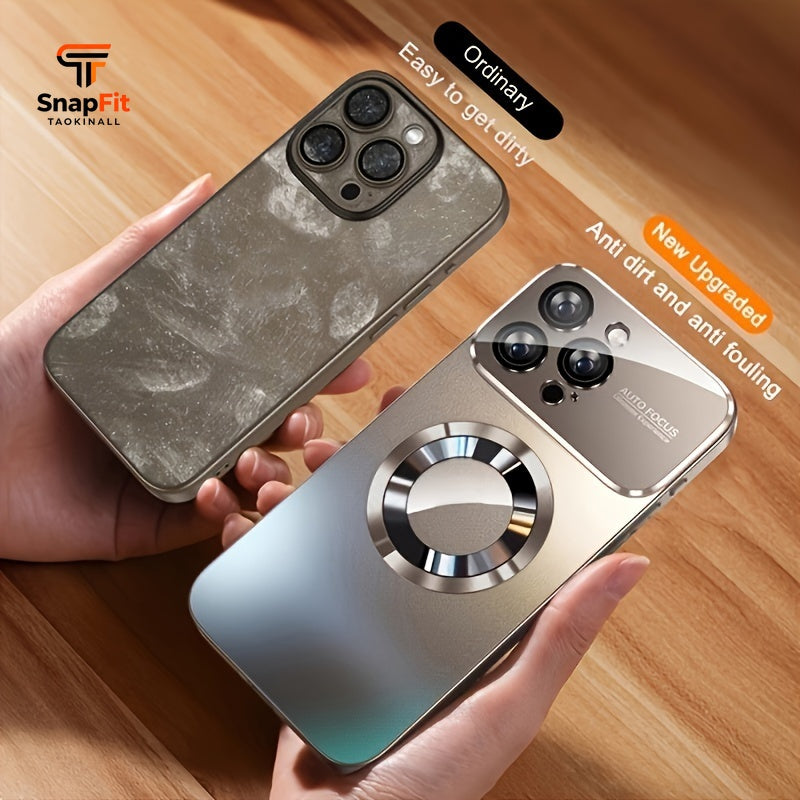 Phone Case: Luxury Matte Titanium Magnetic Wireless Charging Phone Case for iPhone 17 Air 16 15 14 13 12 11 Pro Max Plus Anti-Fingerprint Shockproof Armor Glass Lens Case, Phone Accessories, Fashion Cover, Streamlined Design, High Quality Case