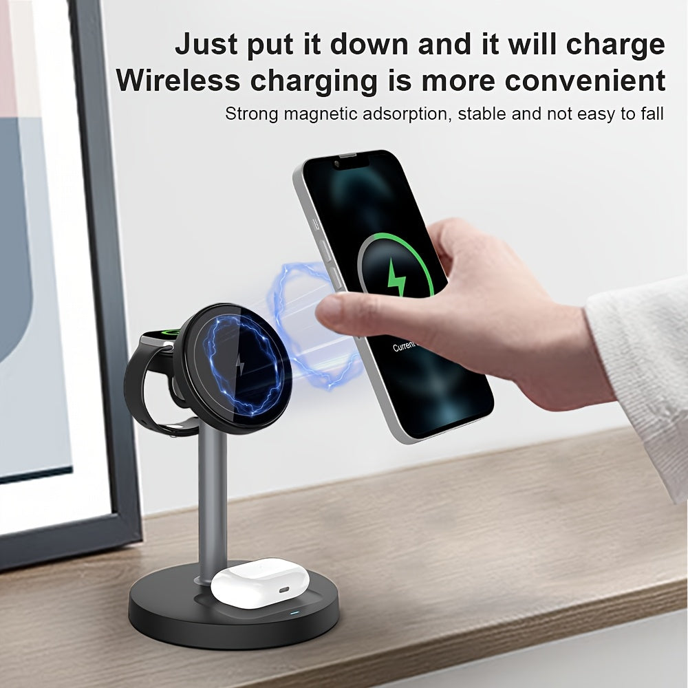 3in 1 Wireless Charging Station, Fast Charger for iPhone 17 16 15 14 13 12 Pro Pro Max for iWatch 3-11 SE Ultra, for AirPods 4 3 2 Pro Wireless Charger