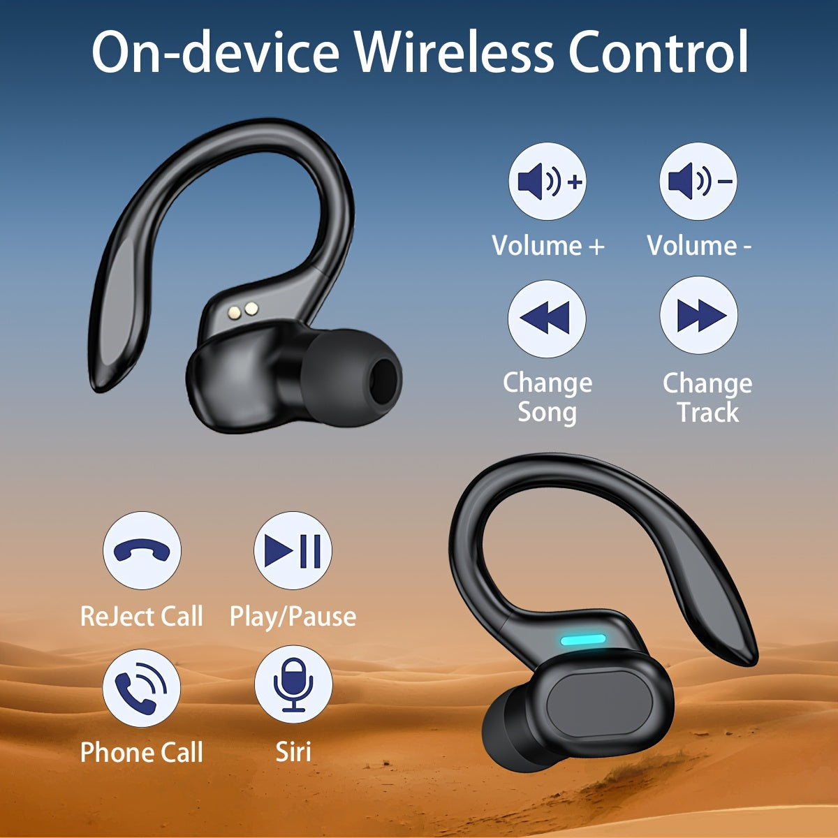 Completely Wireless Earbuds Featuring ENC Noise Cancellation, Touch Controls, Wireless Sports Earhooks, And an LED Display Charging Case. They Are Compatible with Mobile Phones, Support Type-C Charging