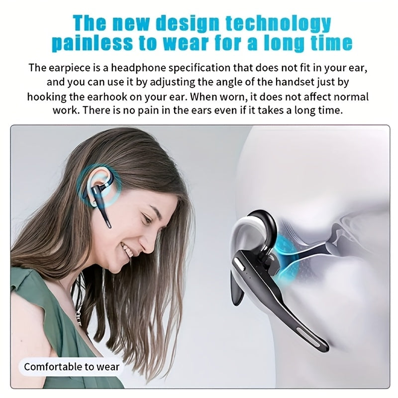 Wireless Single-ear Business Earbuds, Headphones with Microphone, Driving Headphones, Business Headphones, LongHours Of Standby Time, Suitable for Voice Call/video/sports/driving/work