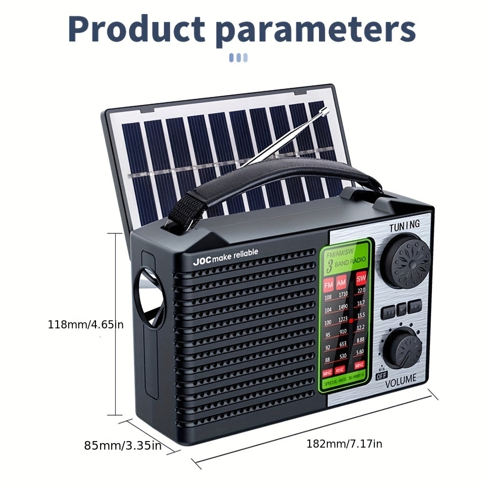 2026 New 5-in-1 Emergency Radio with Dual Speaker System, MP3/USB/TF Card Player, FM/AM/VHF/SW Bands,, 180° Foldable Solar Panel & Flashlight - Portable for camping,, Power Outages (/)