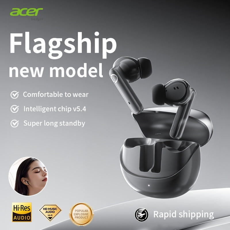 Acer In-Ear Headphones - Wireless TWS, Stereo Sound Effect, Super Long Standby, Chip V5. 4, Rapid Shipping, Multi-Device Compatible with Phone, Pad, Laptop, Ideal for Study, Business, Gym, Running, Perfect Christmas, Gift Present, Wireless Headphones, Bus
