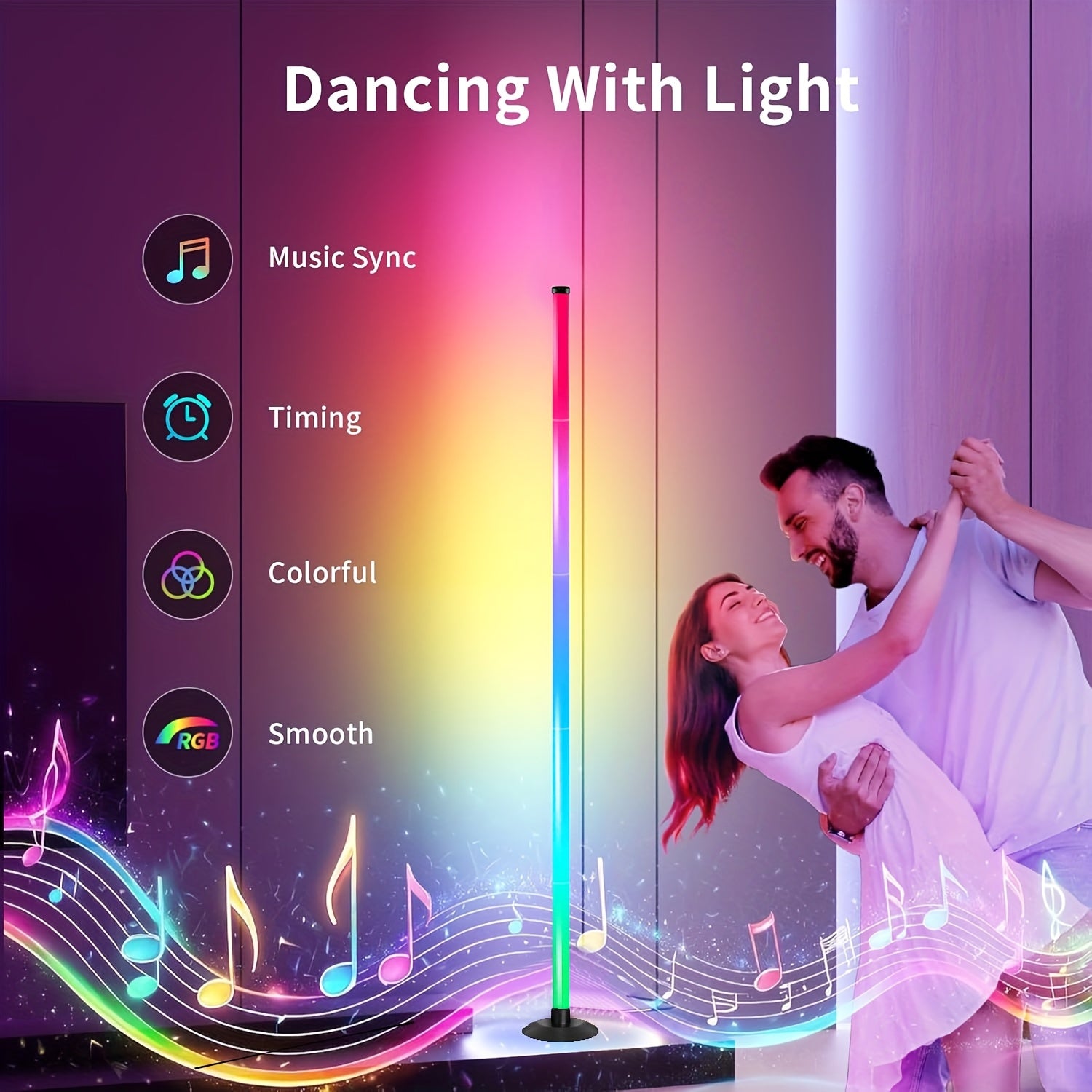 Smart LED Floor Lamp, Mood Lighting, Modern Minimalist Style, Backlight, APP/Remote, Dual Control | Home and Office Lighting, Bedside Decorative Lamp, Gaming and Study Decoration, Holiday and Birthday Gift, Halloween and Christmas Decoration
