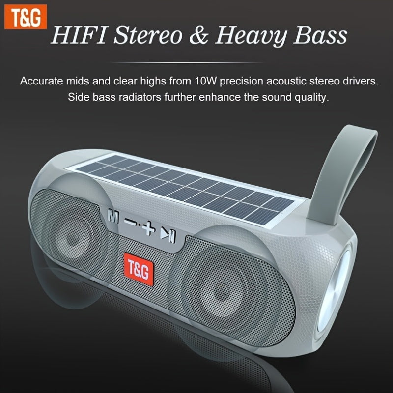 TG182 Solar Speaker Is a Wireless Outdoor Speaker That Connects to Mobile Phones, Tablets, Computers, And Tvs. It Features a 10W USB Portable Design, Supports TF Cards, FM Radio, And Has an Auxiliary Input