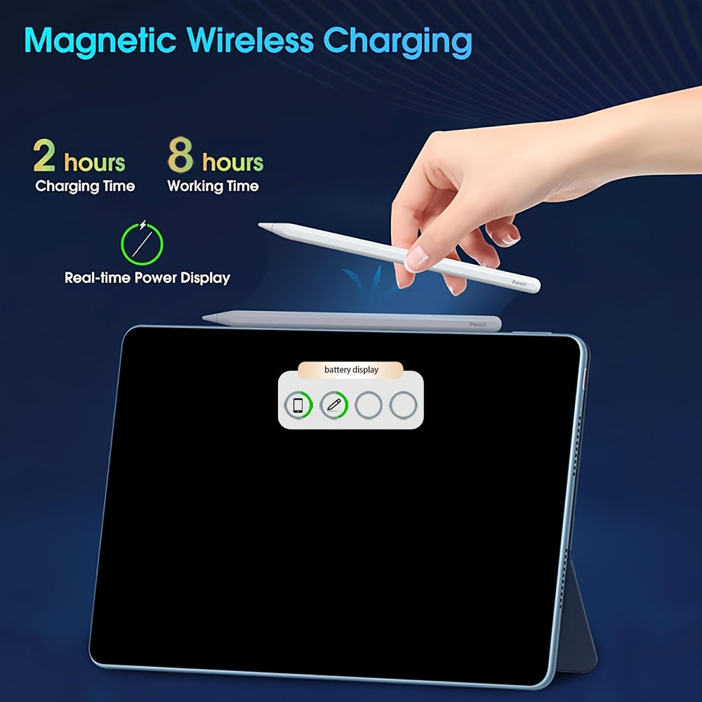 2nd Gen iPad Pencil with Magnetic Wireless Charging & Palm Rejection Tilt Sensor - Compatible for iPad Pro 11/12. 9 (2018-2024), iPad Air 3-6, Mini 5-7, 10th-6th Gen - Includes 3 Tips & Charging Cable