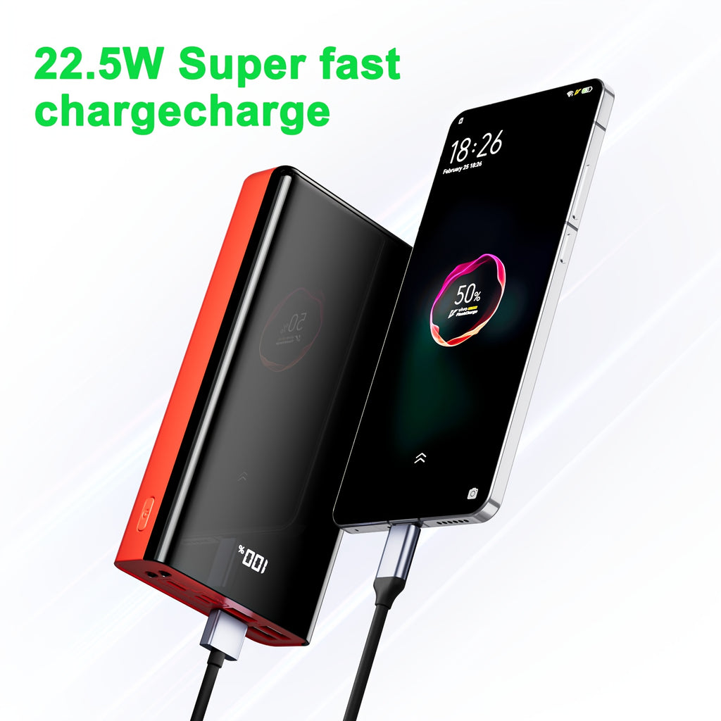 100000/80000/50000/30000mAh High-Capacity Fast-Charging Power Bank With LED Light/Power Display, 4 USB Ports, Type-C Interface, Compatible With IPhone/Android Devices, Outdoor Emergency Backup Battery Pack, New Year Gift