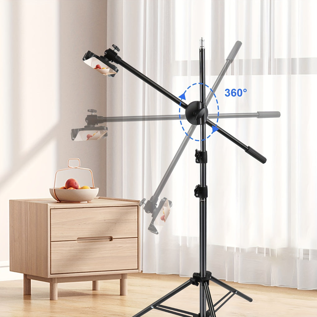 Adjustable 62in Phone Tripod, with Travel Bag, Overhead Phone Holder, Desktop Tripod for Cookie Decoration and Teaching Online Live Streaming and Demonstrating Drawing, Sketching, and Cooking