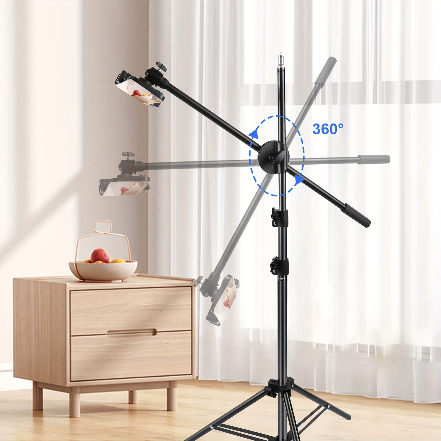 Adjustable 62in Phone Tripod, with Travel Bag, Overhead Phone Holder, Desktop Tripod for Cookie Decoration and Teaching Online Live Streaming and Demonstrating Drawing, Sketching, and Cooking