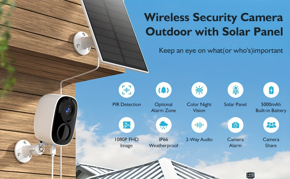 Solar Powered Outdoor Wireless Security Camera, 2K 3MP HD Video Resolution, Battery Powered CCTV Camera for Home Security,2.4GHz/5GHz Cloud/SD, No Monthly Fee, AI Motion Detection, Spotlight, Color Night Vision, 2-Way Audio