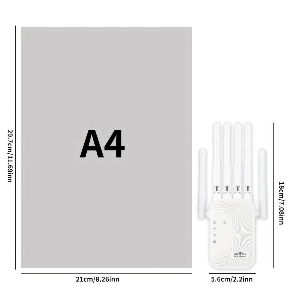 Ourlife Wifi Extender Signal Enhancer, 2.4Ghz Frequency Band, Wifi Extender, Wifi Repeater with Ethernet Port, 6 Antennas 360 °, Coverage Up to 11000 Square Feet. Home/Shopping Mall/Coffee Shop Use