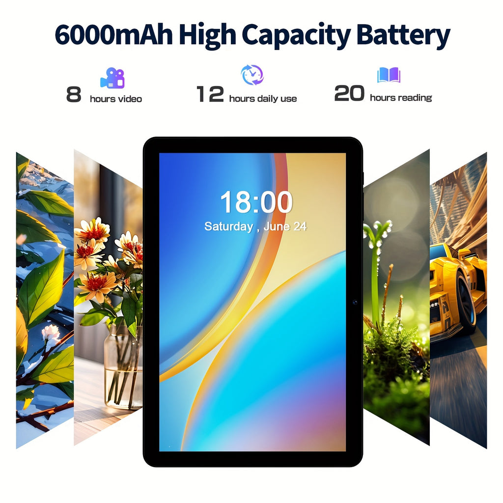 PRITOM Android 14 Tablet 10.1 Inches, 2-In-1 Tablet PC with Keyboard, Mouse, Protective Case, Stylus, 8GB (3GB + 5GB Expansion) RAM, 32GB ROM, Support 1TB Expansion, Dual Camera, Octa-Core Processor CPUA523, Without Wireless Function