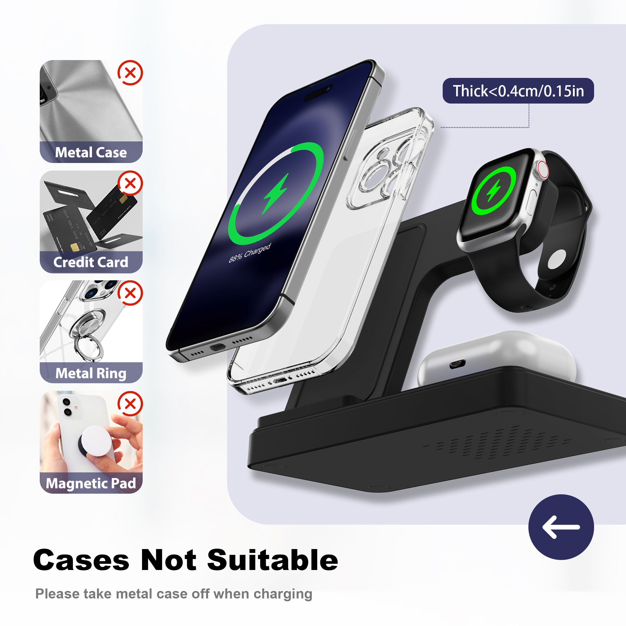 Wireless Charging Station 3-In-1 Standard 15W for Mag-Safe Fast Wireless Charger Stand, for Iphone 17 16 15 14 13 12 11 X 8 Pro Max/Pro/Mini/Plus, for Iwatch Ultra 10/9/8 7/6/5/4/3/2 SE, for Airpods 4/3/2/Pro/Pro2, Valentine'S Day/Birthday Gifts