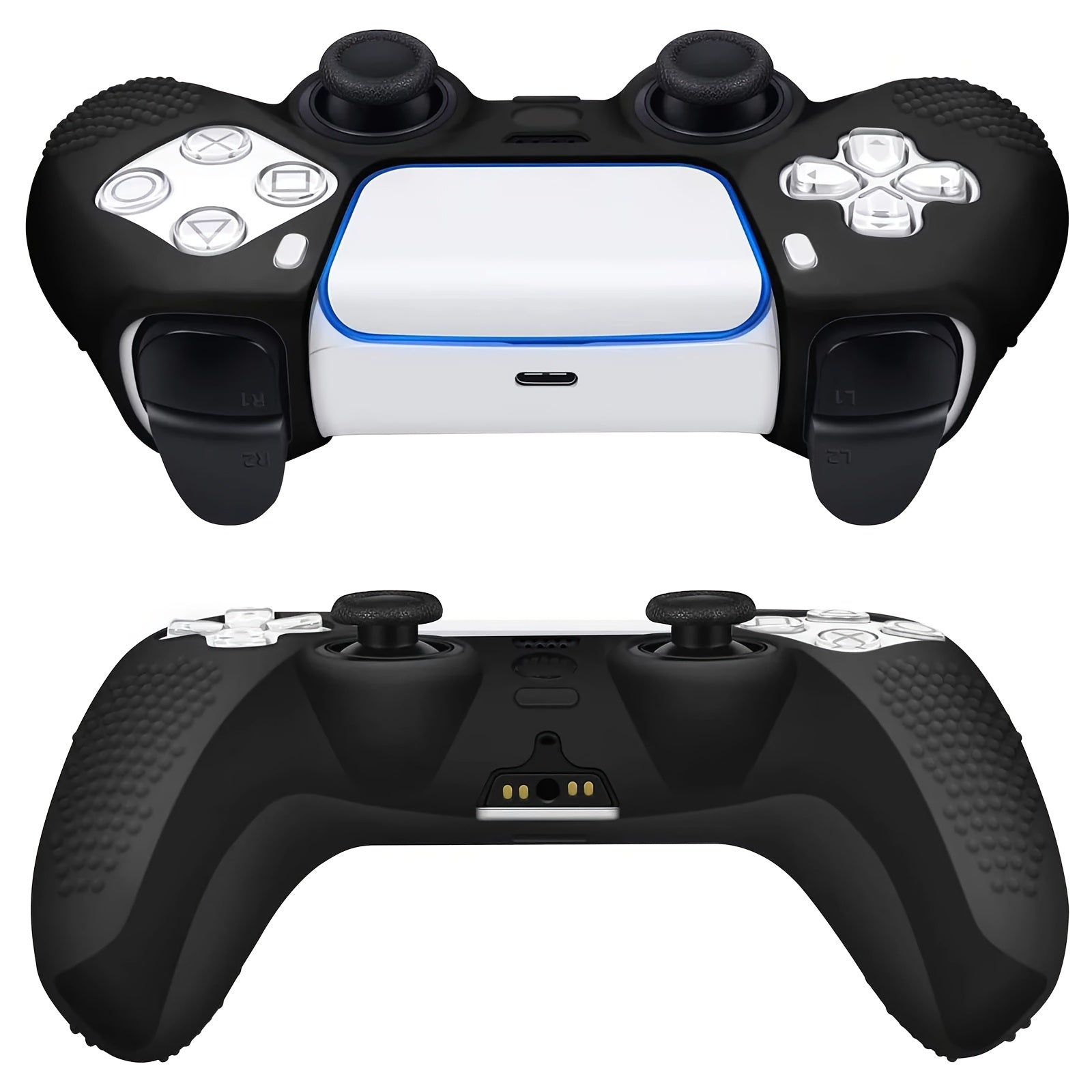 Silicone Cover Protector Case, Grip Protective Case, with 10 Thumb Grips Caps, Accessories Set for PS5 Controller
