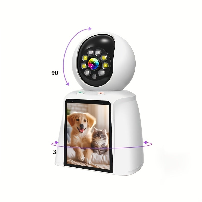 3 Inch Screen Pet Camera Smart Home Video Calling, Baby Kids Monitor Cameras WiFi for Home Security Indoor, Cat Dog Camara De Segurida Smartphone 2 Way Talk, 24/7 Recording, Motion Sensor Detection with Speaker