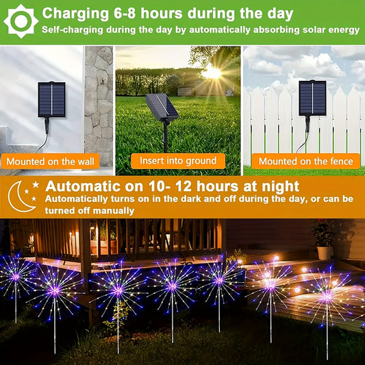 [Christmas] 1pc-60LED/ 4pcs-320/240LED Outdoor Solar-Powered Fairy Lights, Perfect for Christmas Decorations. -Rated, With 8 Lighting Modes. Ideal for Festive Decorations In Villa Gardens, Balconies, Pathways, And Lawns. Warm White/Multi-Color