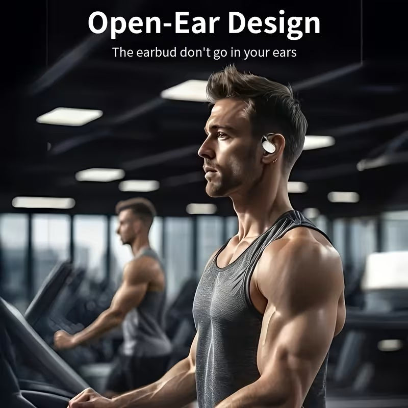 Wireless Bone Conduction Headphones Bluetooth 5.4, Open Ear Sports Earbuds with 80H Battery & LED Display, Stereo Bass Noise Cancelling Mic, Ideal Father's Day Gift for, Independence Day Gift