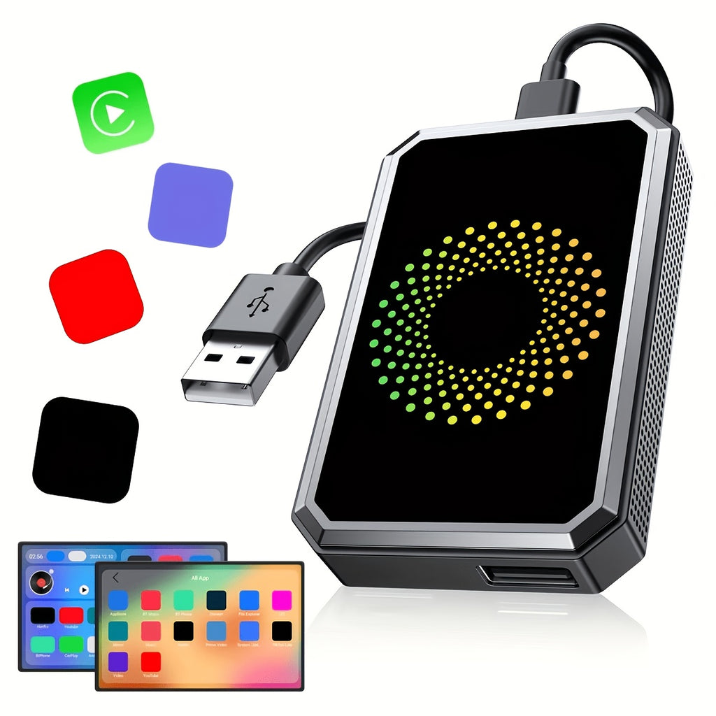 The 3-in-1 Magic Media Box Supports Netflix/YouTube/TikTok Streaming. Equipped With A Wireless CarPlay Adapter And USB Port, It Is Compatible With Factory-installed Wired Apple CarPlay And Android Auto Systems. Note: Wireless CarPlay Requires IOS 10