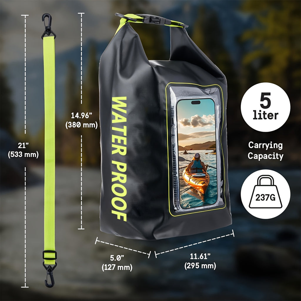 3pcs Waterproof Dry Bag - Roll Top Waterproof Backpack W/ Phone Case/ Pouch - Boating & Kayak Accessories - Essentials For Camping Swimming Beach Fishing Rafting Travel