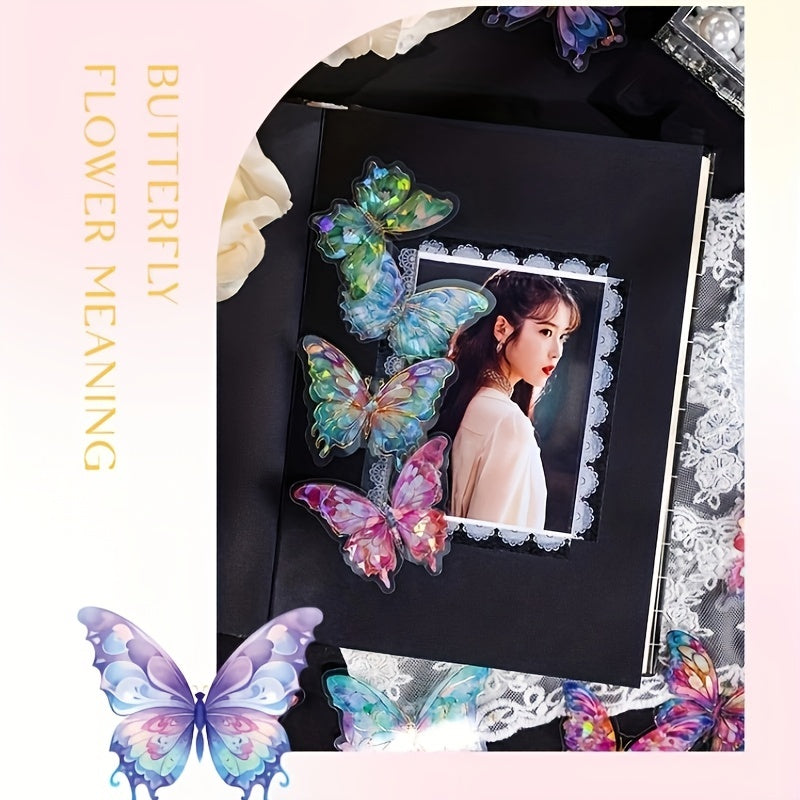 [3D Butterfly Stickers] 120pcs 3D Butterfly Stickers - Glitter Holographic Resin, And Clear for Scrapbooking, Journals, Cell Phones, Cell Phone Charms, Laptops And Crafts