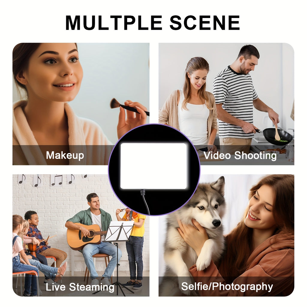 ZOMEI 43.3" LED Square Light Kit, Video Photography Lighting Kit, Adjustable Light Dimmable Studio Light with Tripod Stand & Phone Holder, LED Light for Video Recording, Game Streaming