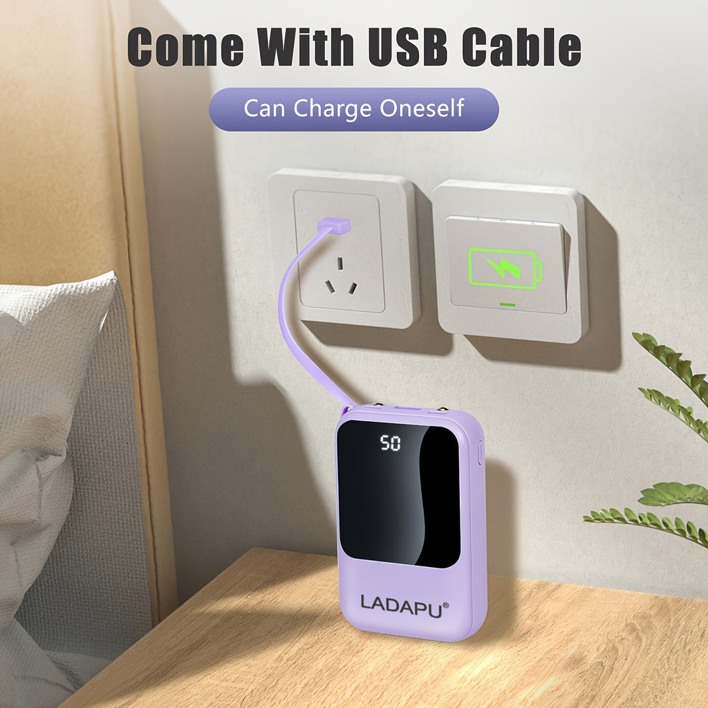 [Outdoor Travel Battery] 10000mAh Mini Cute 5W/15W/22.5W Super Fast Charging Multifunctional Power Bank, Large Capacity Rechargeable Portable Mobile Phone Charger, Built-in 4 Cables, Ultra-Bright LED Lights, Outdoor Travel Battery Packs, Digital Display,