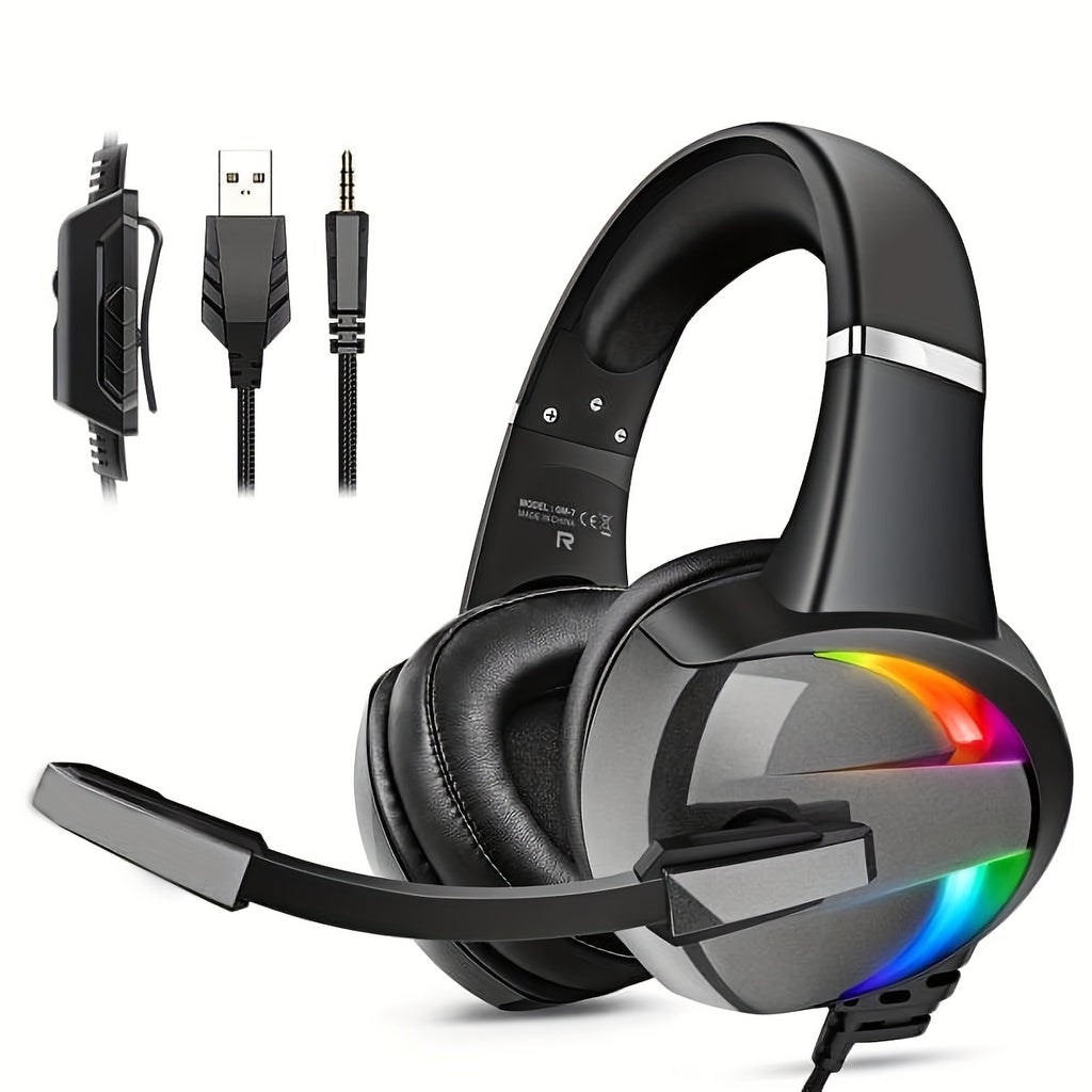 LED RGB Gaming Headsets | Surround Sound | Noise-Canceling Mic | Gaming Headphones for PS5 PS4pcs Laptop | Ergonomic Design | for Gamers & ESports Enthusiasts, Gaming Accessories