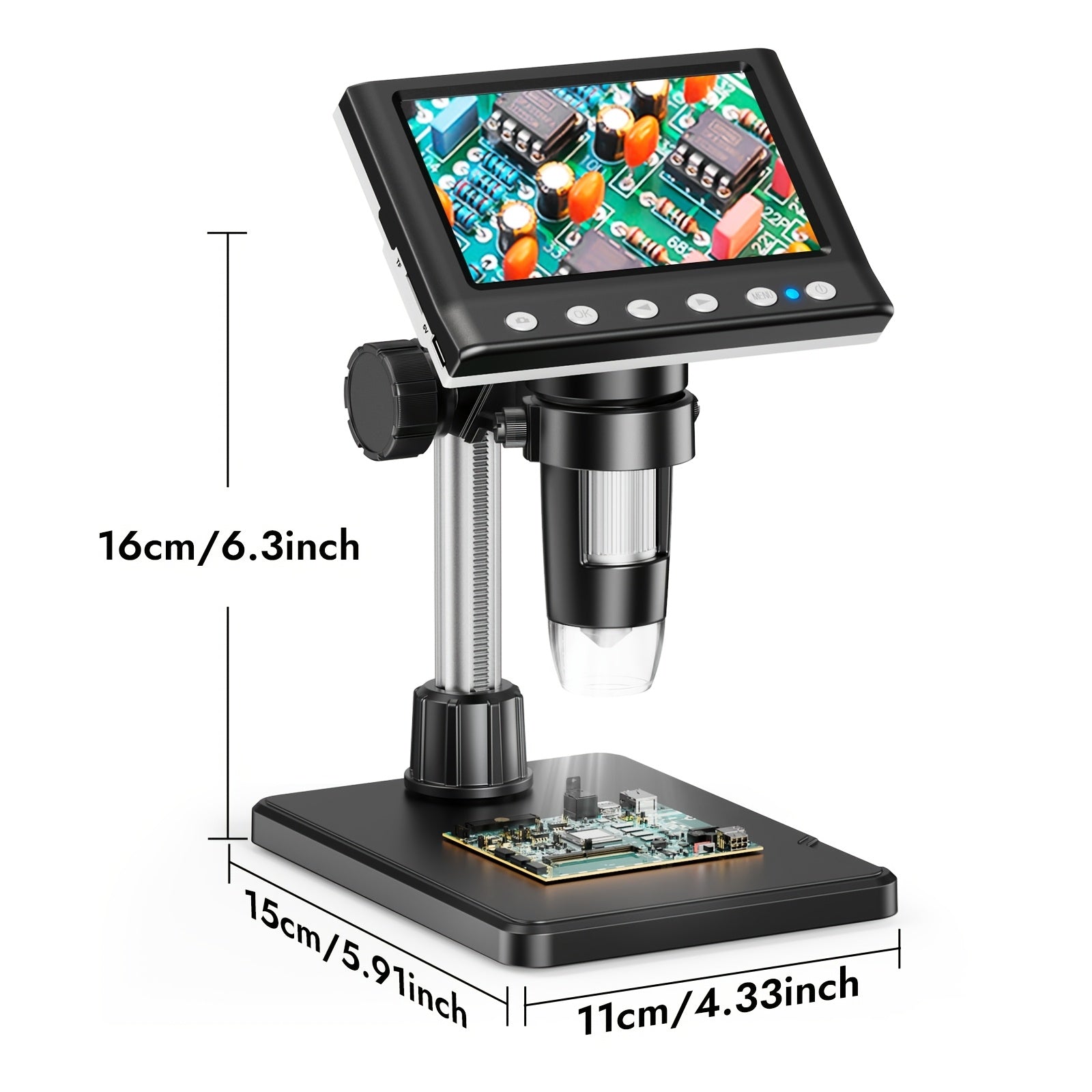 4.3" Coin Microscope, IPS Digital Microscope for Adults, Coin Magnifier with 8 LED Lights, Windows Compatible, Include 32GB Memory Card