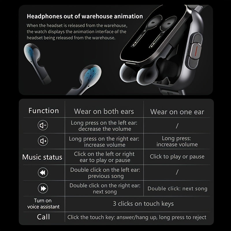 2-In-1 Smartwatch And Wireless Earbuds for Men, Featuring Music Control And Various Sports Modes with Activity Data Insights