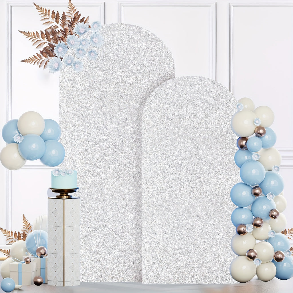 2 Sets Wedding Arch Cover Sequin Panel Arch Cover 6Ft 7.2Ft Metal Arch Cover Spandex Arch Backdrop Cover PAIMETTER PAIMETTE GLITTER ARCH COVER ARCH COVER Cover